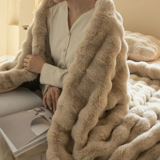 LoveComfort's - Rabbit Fur Plush Blanket Comfortable Blanket Bed Luxury Warm Sofa Cover High Quality Throw Blanket